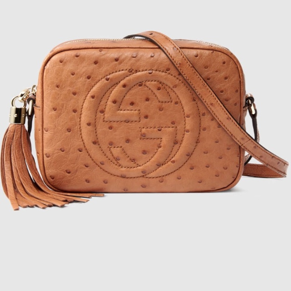 ISO Gucci Soho Ostrich Disco Bag in Sunflower